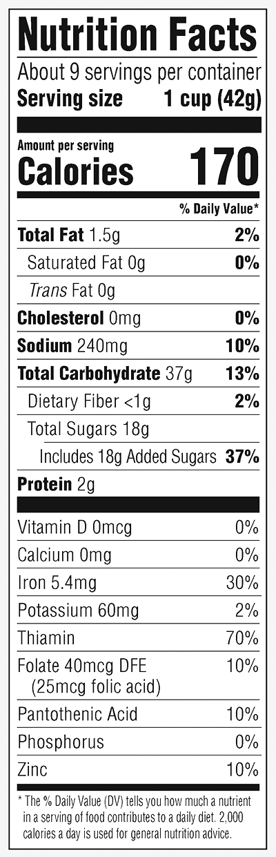 Crispy Coca Rice cereal nutrional information