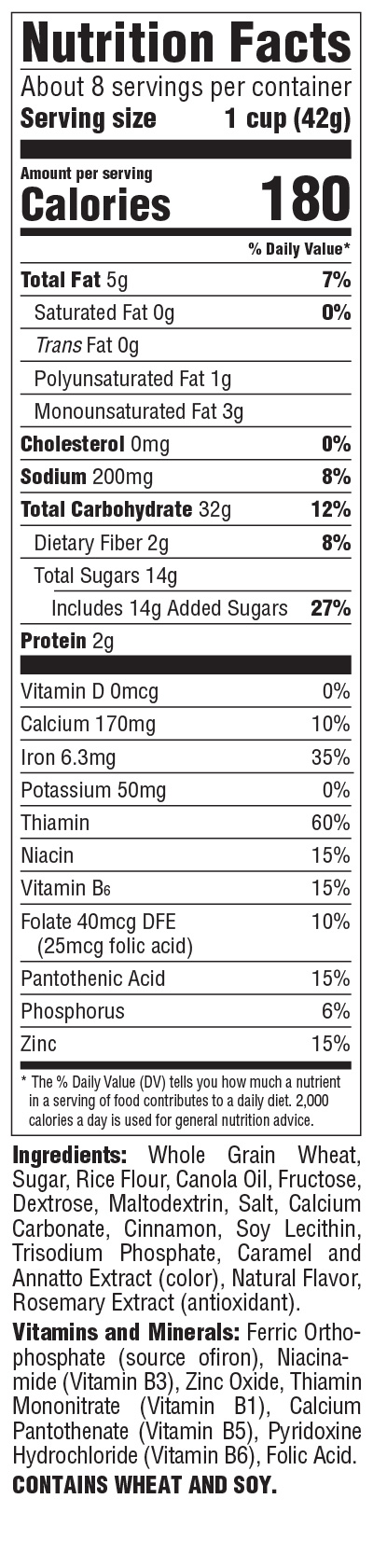Toasted Cinnamon Squares Nutrition Info